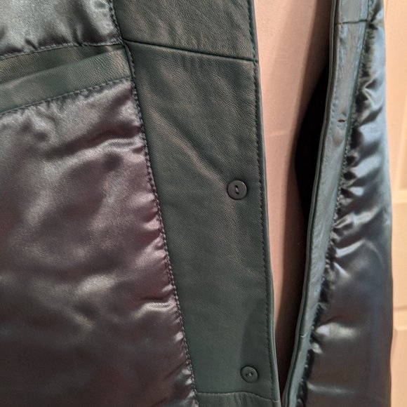 Excelled Collection Teal 100% Leather Coat NWT - Picture 9 of 15